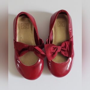 Janie and Jack Red Patent Leather Ballet Shoe with Satin Bow Size 7